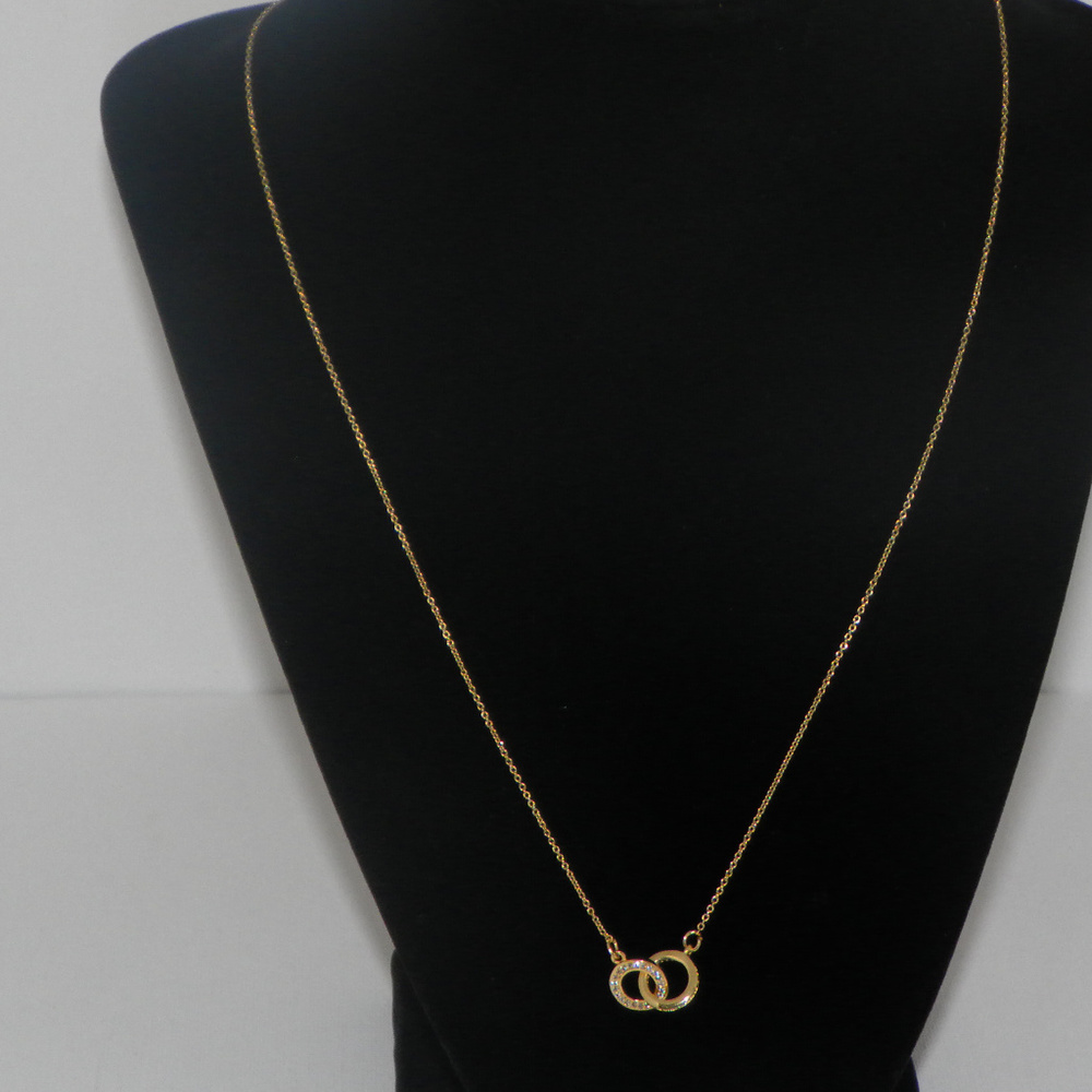 ABS 2 interlocking circles gold necklace. - Picture 6 of 7